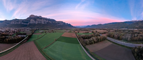 Panorama vallée du Grésivaudan  au coucher du soleil