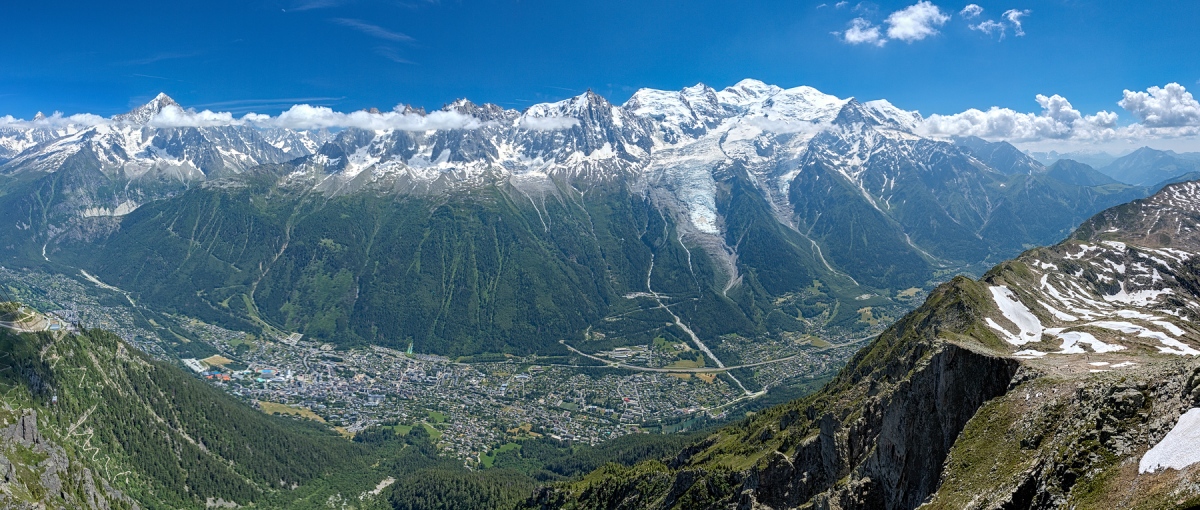 Panorama Mont-Blanc et Chamonix depuis le Brévent